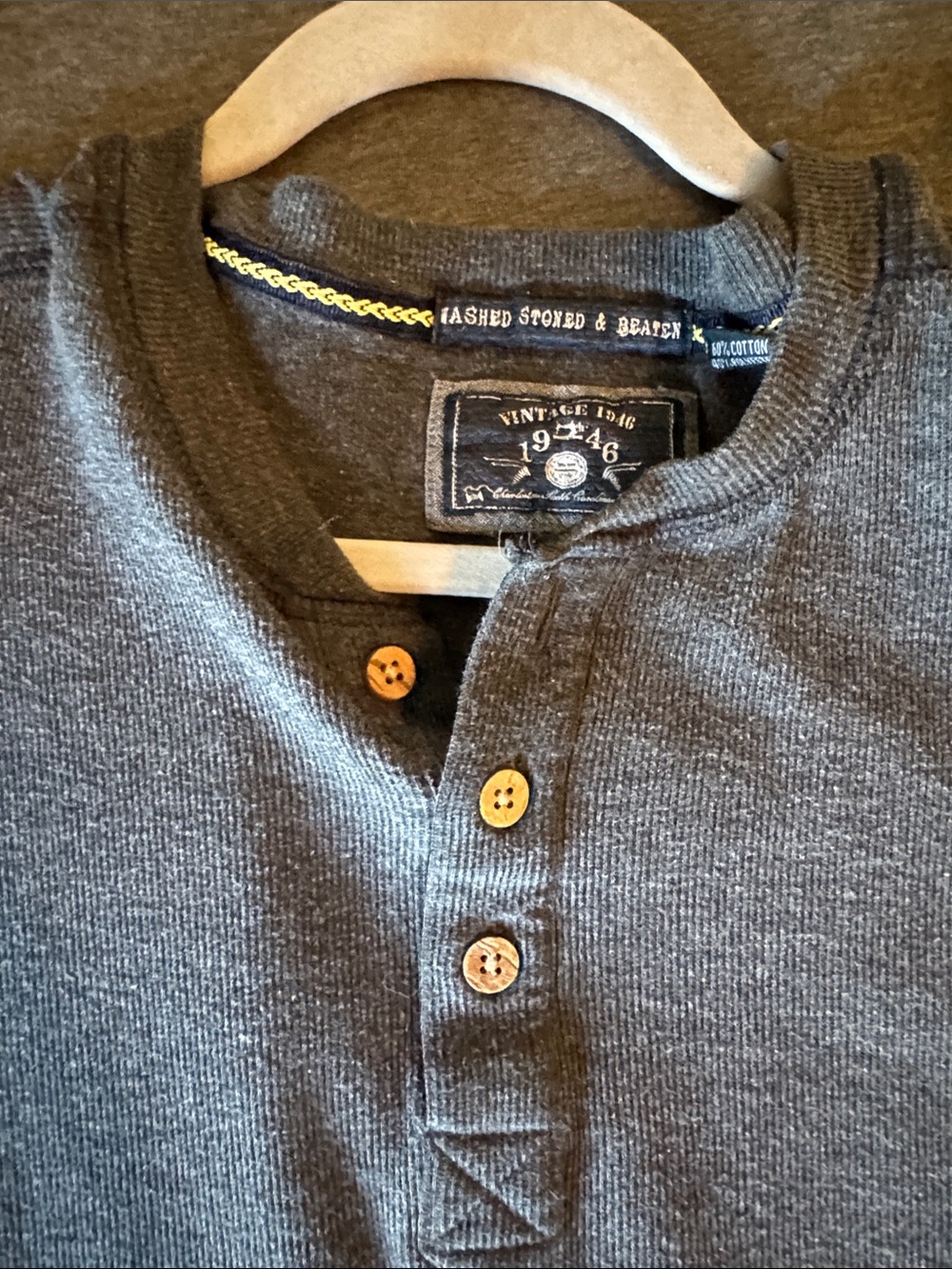 Men’s Charcoal Henley Shirt